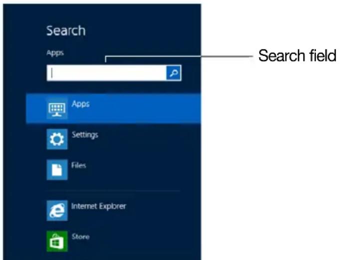 Search Apps Search field Apps Settings Files Internet Explorer Store