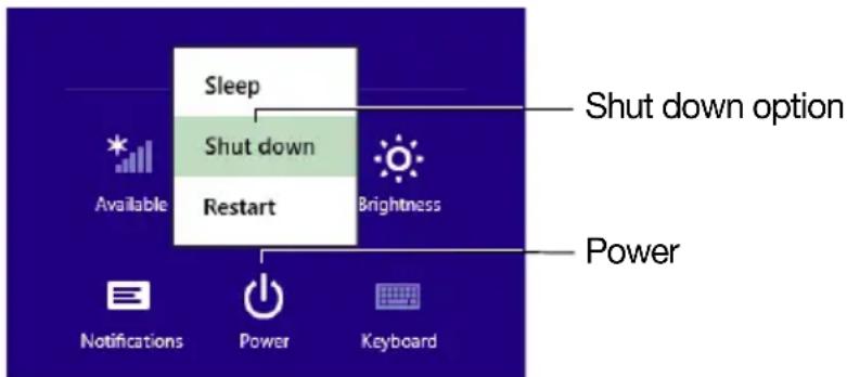 Sleep Shut down Available Restart Shut down option Brightness Power Notifications Power Keyboard