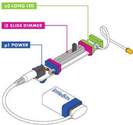 o2 LONG LED i5 SLIDE DIMMER p1 POWER LittleBits