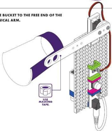 E BUCKET TO THE FREE END OF THE MICAL ARM. USE MASKING TAPE.