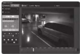 Screenshot of a software interface displaying a parking garage with a black-and-white photo of a sedan parked in the garage.