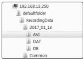 192.168.13.250 defaultfolder RecordingData 2017_01_13 AVI DAT DB Common