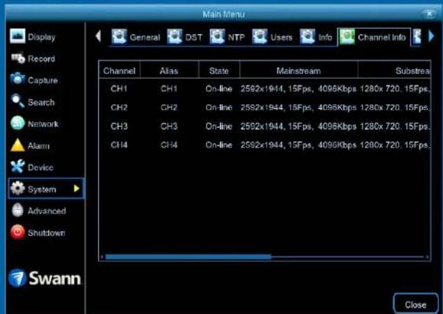 SWANN SWNVK-874504 - System Status - 2