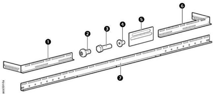 Exploded view diagram of a rack-mounted device with numbered parts for identification
