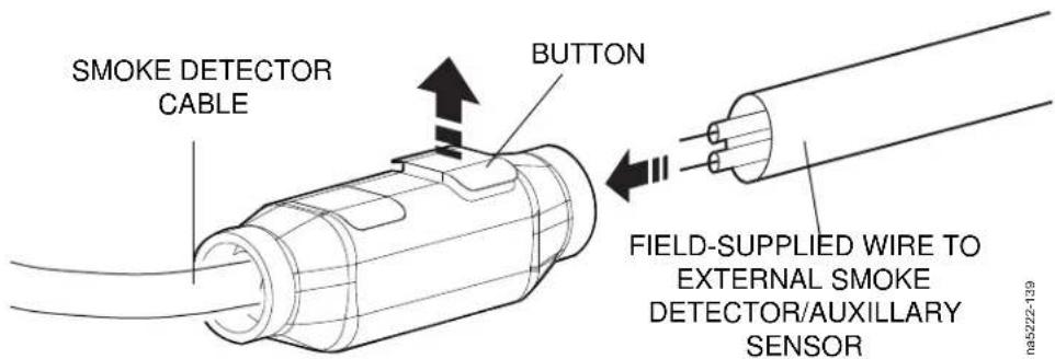SMOKE DETECTOR CABLE BUTTON FIELD-SUPPLIED WIRE TO EXTERNAL SMOKE DETECTOR/AUXILLARY SENSOR