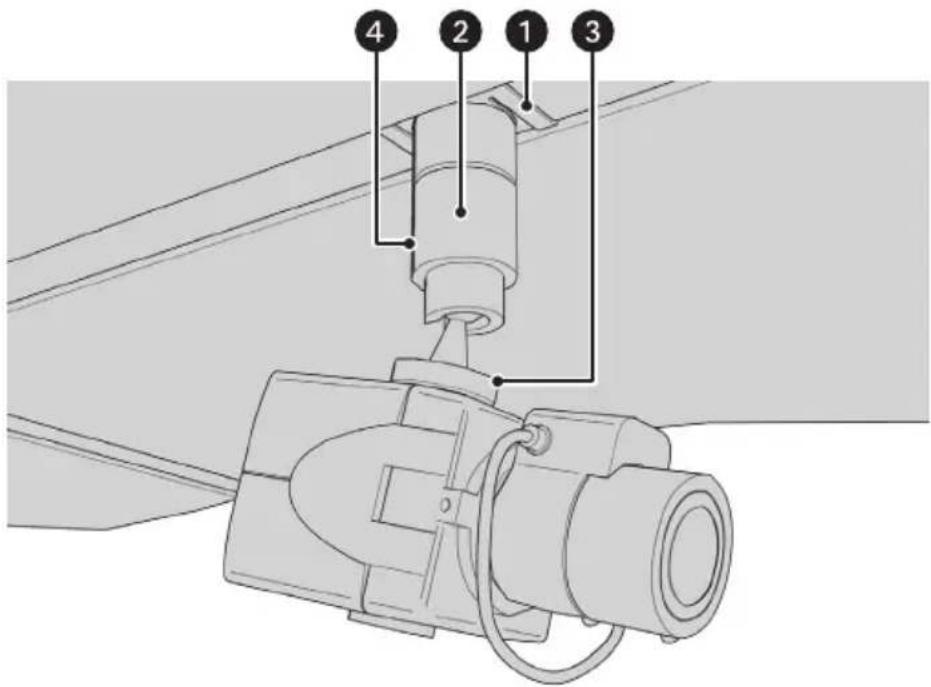 Technical diagram of a mechanical assembly with numbered components labeled 1 to 4