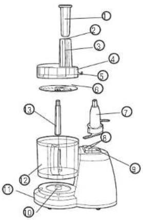 Technical diagram of a cleaning or cleaning device with numbered parts for identification