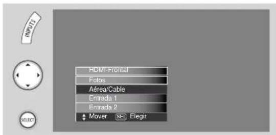 HDMI Frontal Fotos Aérea/Cable Entrada 1 Entrada 2 Mover SES Elegir