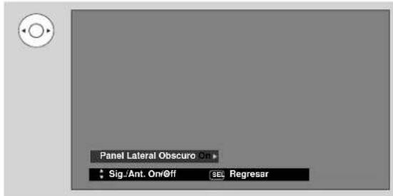 Panel Lateral Obscuro On Sig./Ant. On/Off SEL Regresar
