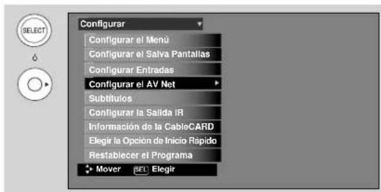 Configurar Configurar el Menú Configurar el Salva Pantallas Configurar Entradas Configurar el AV Net Subtitulos Configurar la Salida iR Información de la CableCARD Elegir la Opción de Inicio Rápido Restablecer el Programa Mover SET Elegir