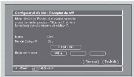 Configurar el AV Net - Receptor de A/V Elega atotón de Prájosa, si el equipo responde a cada commande, prologa a "Signarcer", de otra forma lista con otra número de código IR. Marcia Ctra No. de Código IR Oro Capturar Bottle de Prájosa VOL ▲ Regueur Sigilante • Mixter grs.Bata de IR