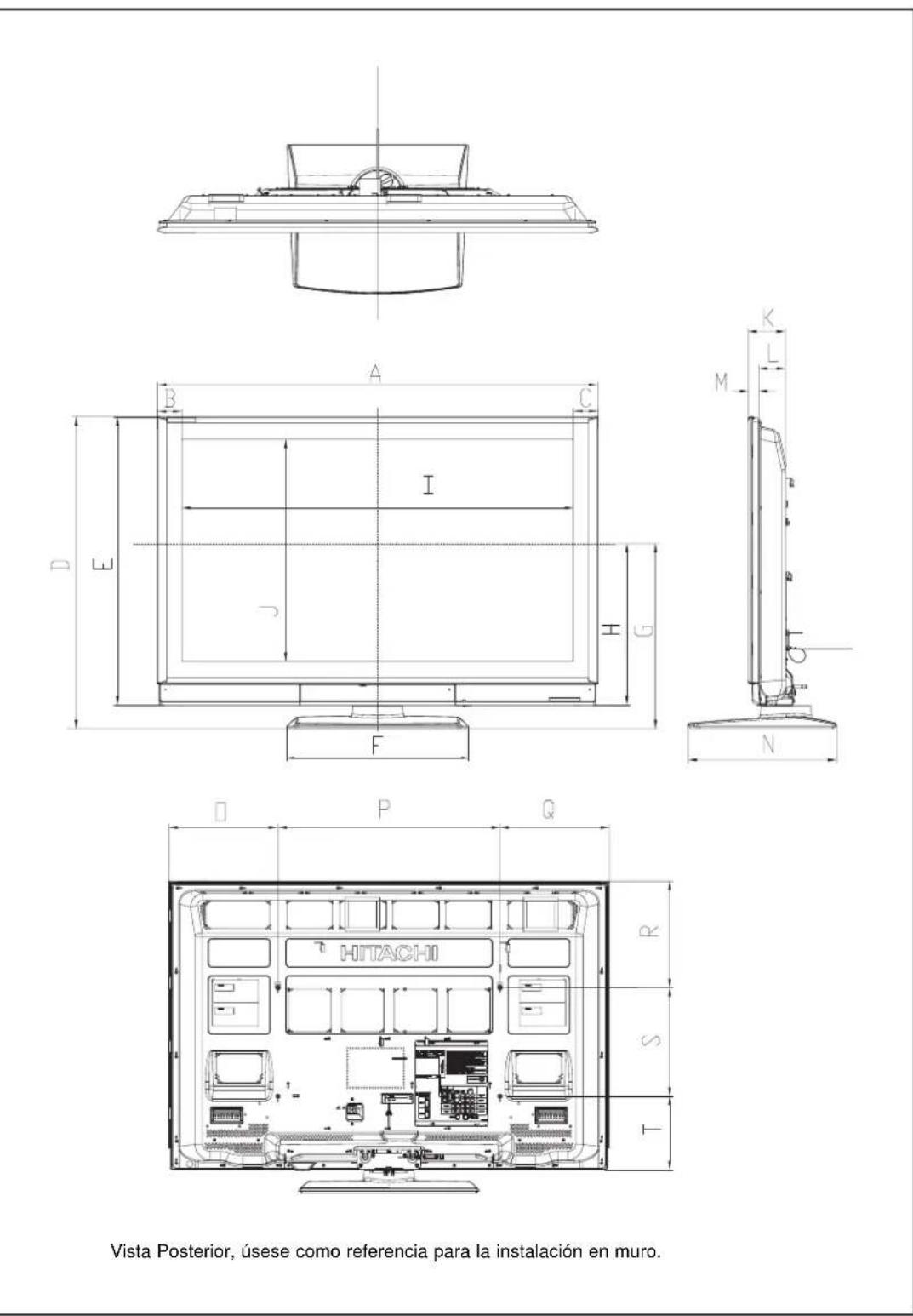 HITACHI P60X901 - Dimensiones - 1