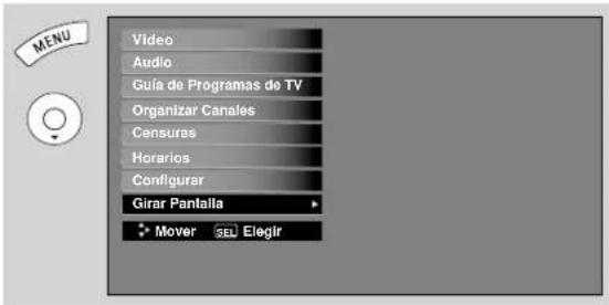 VIDEO Audio Guía de Programas de TV Organizar Canales Censuras Horarios Configurar Girar Pantalla Mover SEL Elegir