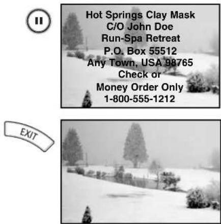 Hot Springs Clay Mask C/O John Doe Run-Spa Retreat P.O. Box 55512 Any Town, USA 98765 Check or Money Order Only 1-800-555-1212 EXIT