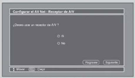 Configurar el AV Net : Receptor de AV ¿Deses usar un receptor de AV ? ○ Yes ○ No Regresar Siguiente + Move ELL Eagr