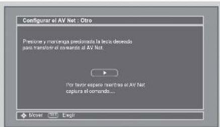 Configurar el AV Net : Otro Prescire y mantenga predicada la tecla descenda para transformir el comando al AV Net. Por favor capara mientras el AV Net capita el comando... Mover 100 Engir