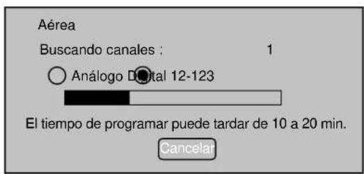 Aérea Buscando canales : 1 ○ Análogo Digital 12-123 El tiempo de programar puede tardar de 10 a 20 min. Cancelar