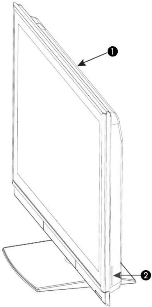 Technical diagram of a 3D panel or enclosure with labeled components, showing front and side views.