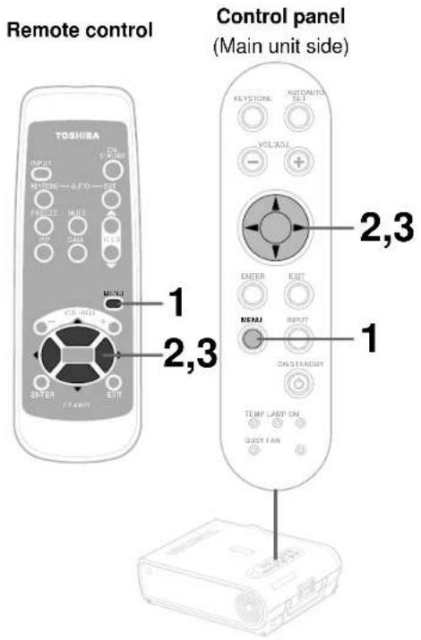 Remote control TOSHURA 1 2,3 CONTROL panel (Main unit side) 1 2,3 2,3 TEMP. LARP ON QUOY FAN