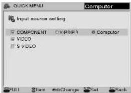 INPUT SOURCE SETTING COMPONENT CYPSP3 Computer VIDEO S VIDEO FILL Item Change Set Back