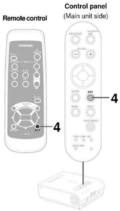 Remote control TOSHIMA INPUT AUTO SET FREE NO. INT. MOTEL VOLIAC EXIT ENTER OUTPUT MAIN unit side) KEVIZONE AUTO/INTA SET VOLIAC ENTER EXIT MENU INPUT ON-STANDY TEMP LAMP ON BUY FAN 4 4 4