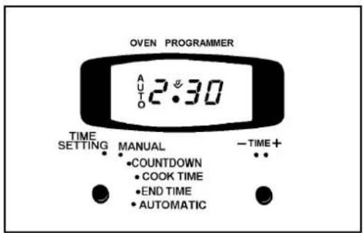 OVEN PROGRAMMER AUTO 2:30 TIME SETTING MANUAL •COUNTDOWN •COOK TIME •END TIME •AUTOMATIC —TIME+ •••