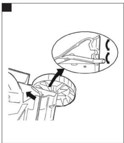 Technical diagram showing mechanical assembly with magnified detail view highlighting rotational components