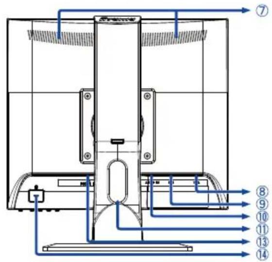 Technical diagram of a device with numbered components and blue flow lines indicating fluid or piping connections.