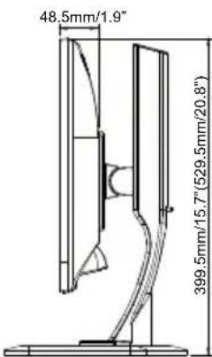 48.5mm/1.9" 399.5mm/15.7(529.5mm/20.8")