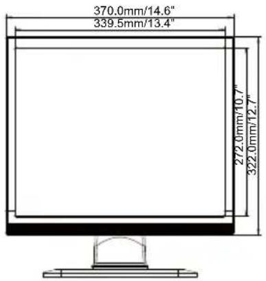 370.0mm/14.6" 339.5mm/13.4" 272.0mm/10.7" 322.0mm/12.7"