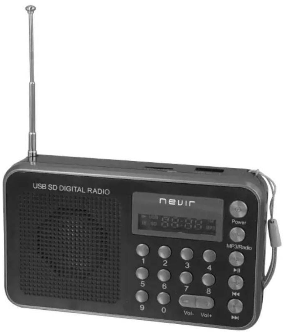 NEVIR NVR129DUC - Radio Digital FM con USB y Lector de Tarjetas - 1