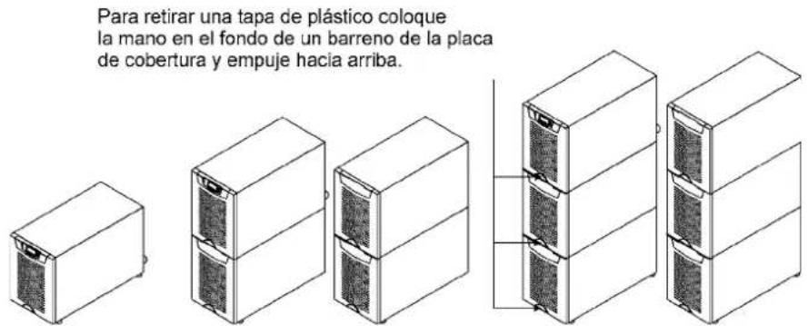 Para retirar una tapa de plástico coloque la mano en el fondo de un barreno de la placa de cobertura y empuje hacia arriba.