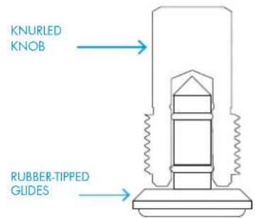 KNURLED KNOB RUBBER-TIPPED GLIDES