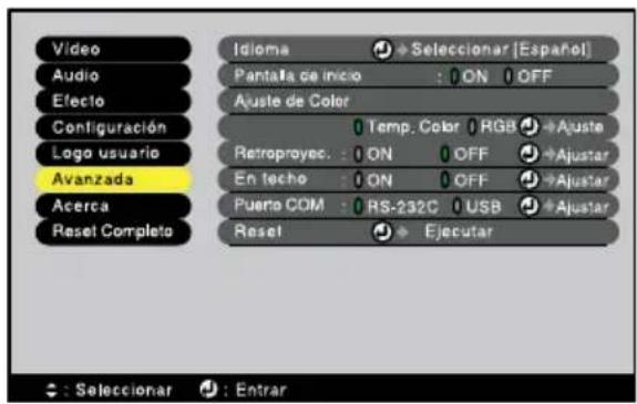 EPSON EMP-810 - Menú Avanzada - 1