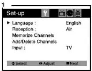 DAEWOO DTQ-20V5SCG - Selección del idioma del menú en pantalla - 1