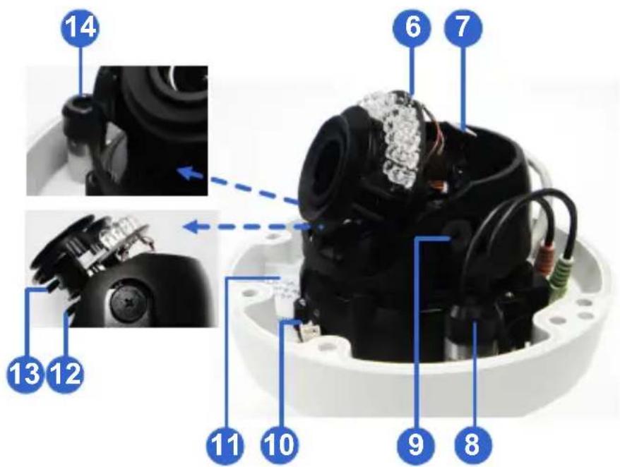 Labeled diagram of a mechanical device with numbered parts, showing internal components and assembly steps.