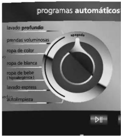 programas automáticos lavado profundía: prendas voluminosas ropa de color ropa de blanca ropa de bebe ( hipoalérsénica ) lavado express medio autolimpieza
