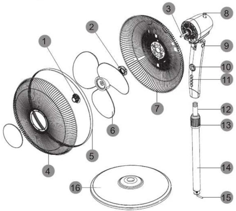 Kalley K-VP16N - PARTES DEL VENTILADOR - 2