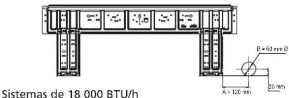 Sistemas de 18 000 BTU/h B = 60 mm Ø A = 120 mm 20 mm