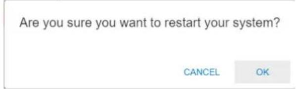 Are you sure you want to restart your system? CANCEL OK