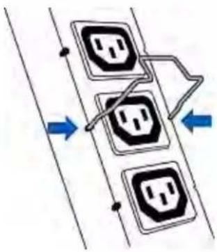 Diagram showing three electrical socket blocks connected by a cable, with blue arrows indicating direction of connection or movement.