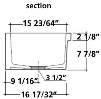 section 15 23/64" 2 1/8" 7 7/8" 9 1/16" 3 1/2" 16 17/32"