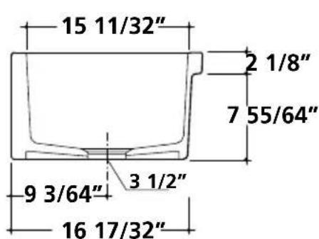 15 11/32" 2 1/8" 7 55/64" 9 3/64" 3 1/2" 16 17/32"