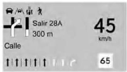 Salir 28A 300 m Calle 45 km/h 65