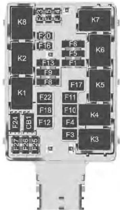 K8 F23 F15 F14 K7 F20 F16 F6 K6 K2 F13 F5 F1 K5 F9 F8 F17 K1 F22 F11 F18 F10 K4 F24 CB1 F12 F4 F3 F26 F25 F27