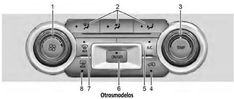 1 2 3 A/C TEMP CN/OFF 8 7 6 5 4 Otrosmodelos