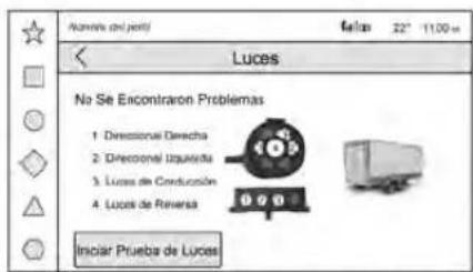 No Se Encontraron Problemas 1 Direcciónal Derecha 2 Direcciónal Iquivalda 3 Luces de Conducción 4 Luces de Reversa Iniciar Prueba de Luces