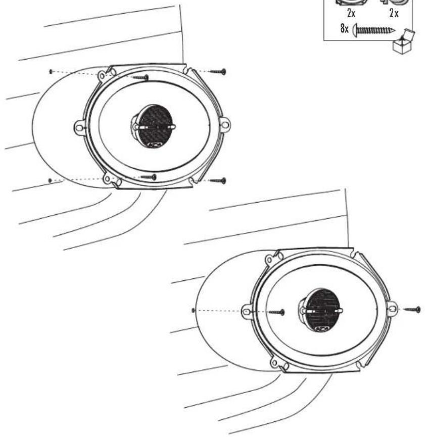 Technical diagram showing two circular mechanical components with bolted heads and dimension annotations (2x, 8x) in a technical drawing.