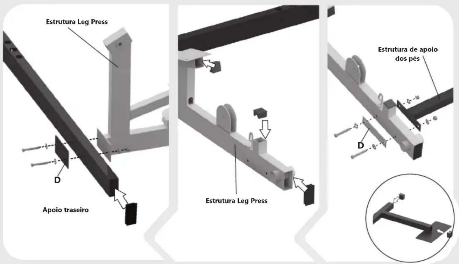 Estrutura Leg Press D Apoio traseiro Estrutura Leg Press Estrutura de apoio dos pés D