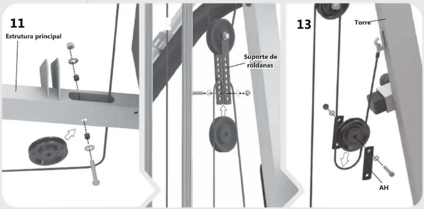 11 Estrutura principal Suporte de roldanas 13 Torre AH